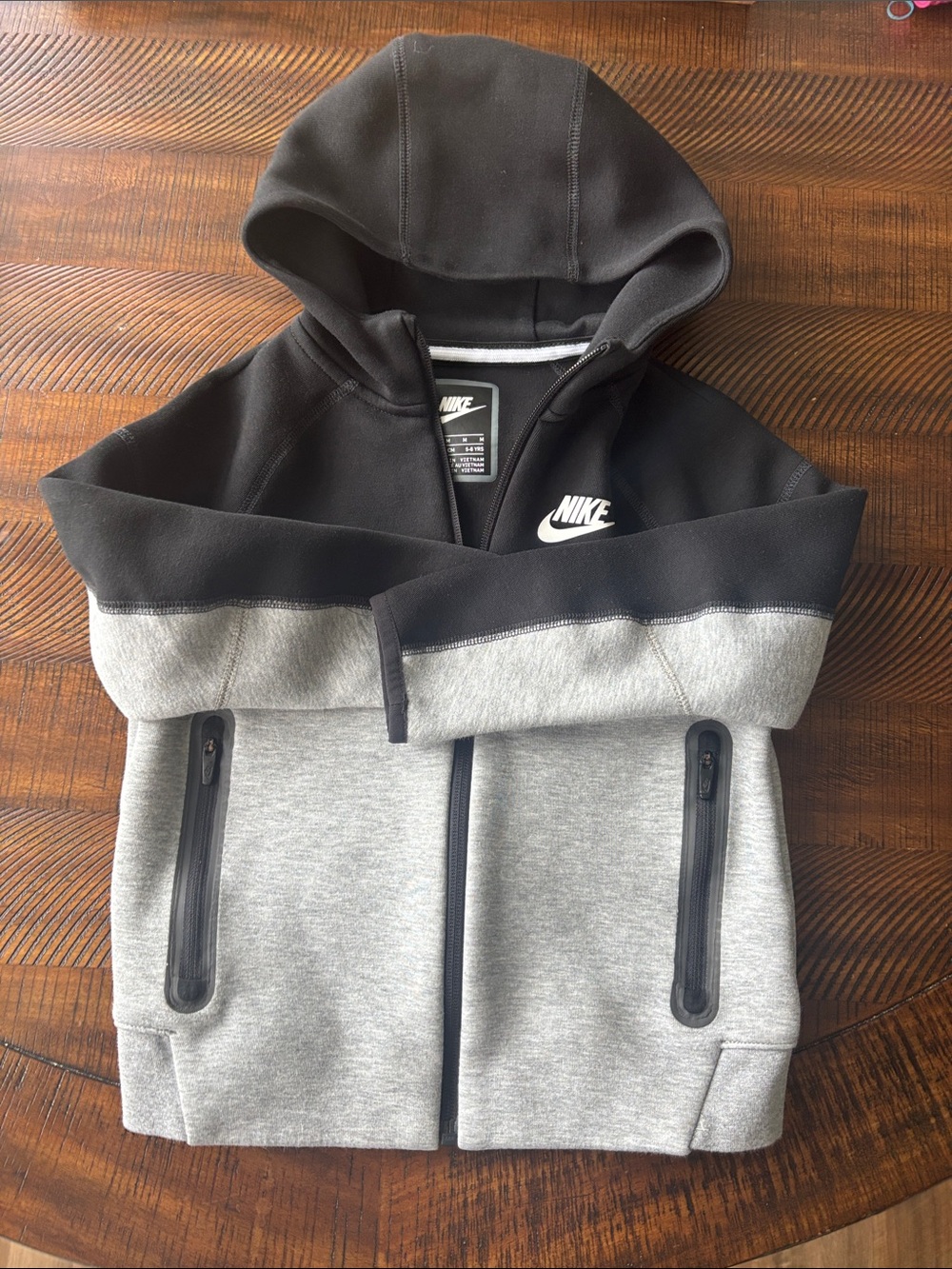 Nike Two-Tone Black and Gray Hooded Zip Hoodie
